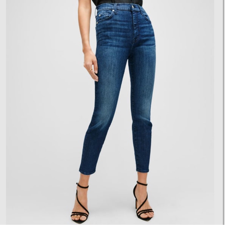 7 For All Mankind Luxe Vintage High Waist Ankle Skinny In Dark Indigo